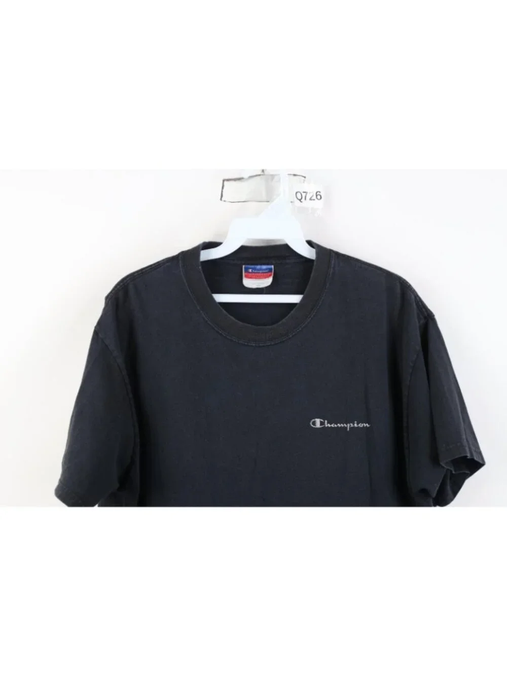 Vintage 90s Y2K Champion Mens Medium Distressed Spell Out T-Shirt Black Cotton - Picture 2 of 14
